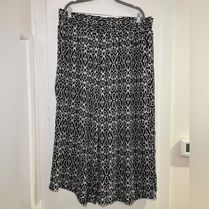 Black and White Patterned Women's Pallazo Pants 3XL